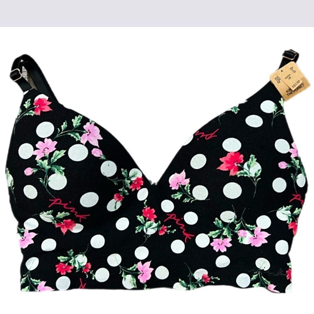 Victoria’s Secret Pink Lounging Wireless Push Up Padded Bralette bra black XS